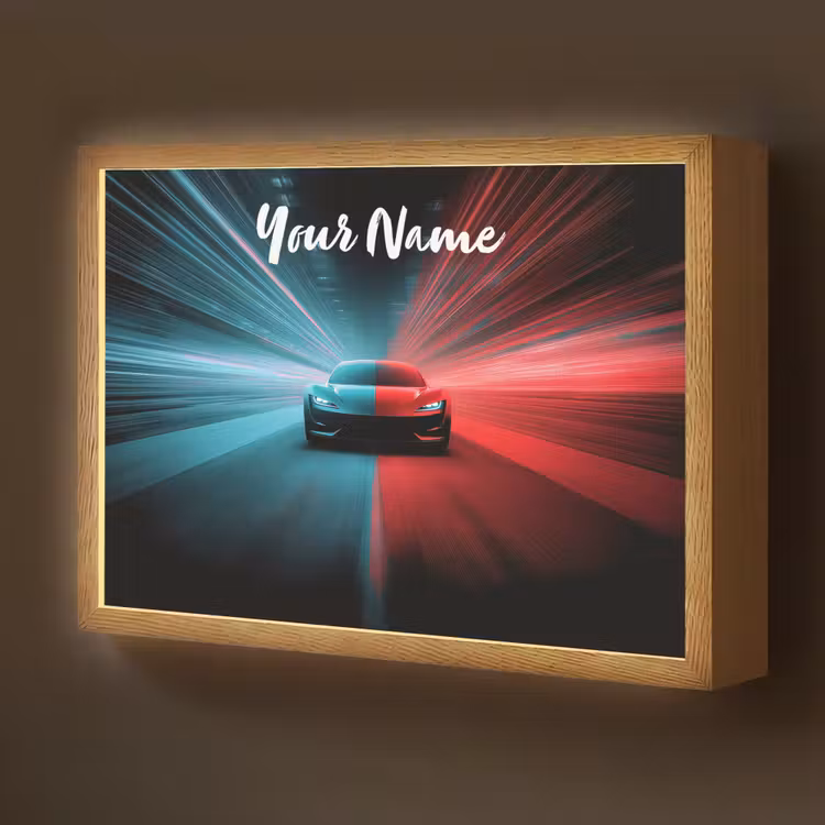 Sportauto - Blauw - Neon - Stad Light Box met batterij (Wandlamp kind) middel -z3d_website