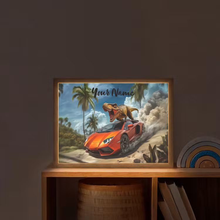 Sportauto - Rood - Dino Light Box met batterij (Wandlamp kind) middel -sfeer1_kind