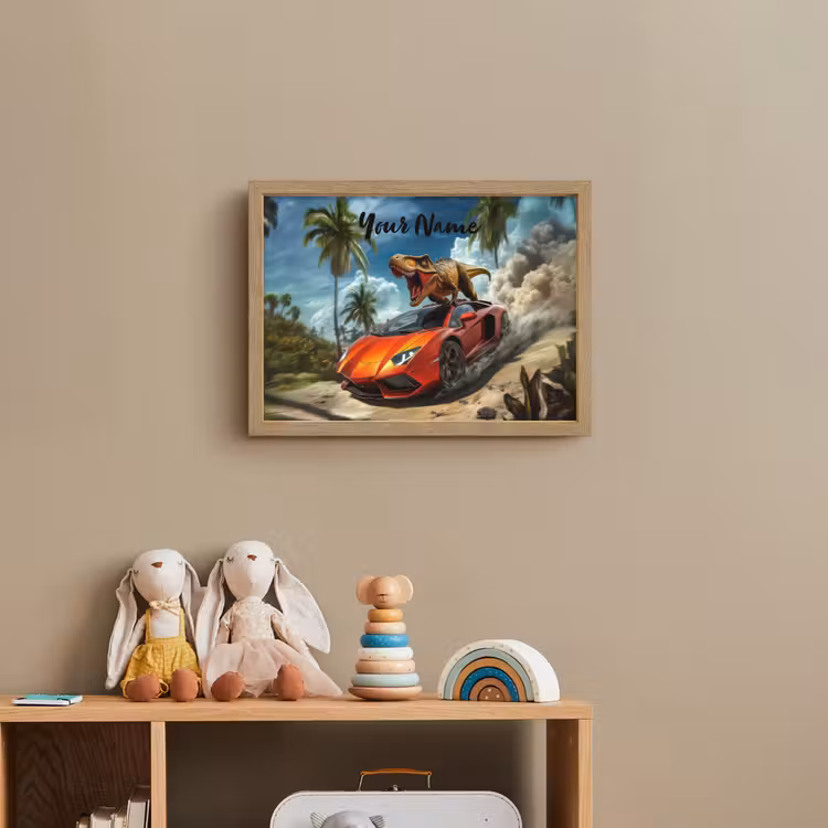 Sportauto - Rood - Dino Light Box met batterij (Wandlamp kind) middel -sfeer2_kind