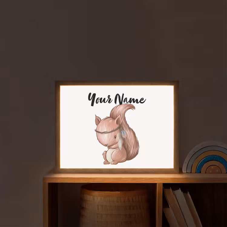 Eekhoorn - Dier - Bosdieren - Bruin Light Box met batterij (Wandlamp kind) middel -sfeer1_kind