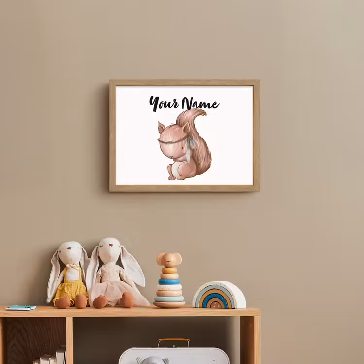 Eekhoorn - Dier - Bosdieren - Bruin Light Box met batterij (Wandlamp kind) middel -sfeer2_kind
