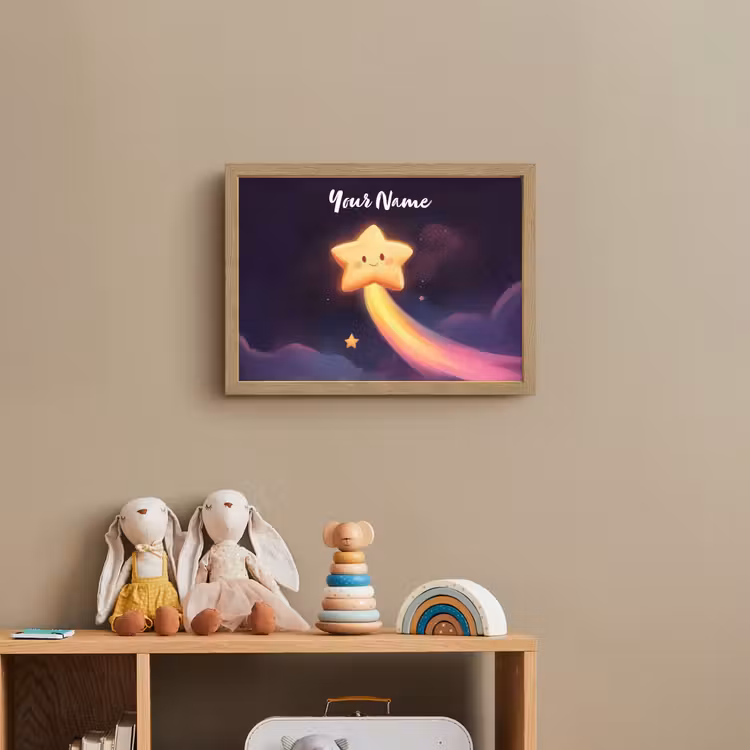Ster - Gezichtje - Lichtgevend Light Box met batterij (Wandlamp kind) middel -sfeer2_kind
