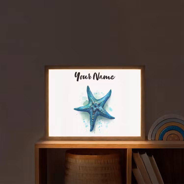 Zeester - Blauw - Spetters Light Box met batterij (Wandlamp kind) middel -sfeer1_kind