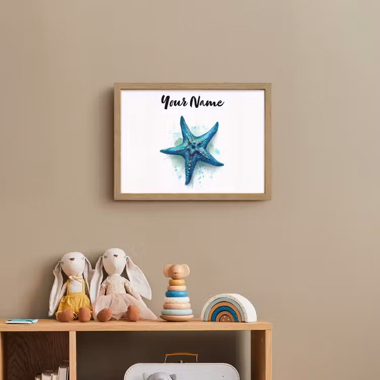 Zeester - Blauw - Spetters Light Box met batterij (Wandlamp kind) middel -sfeer2_kind