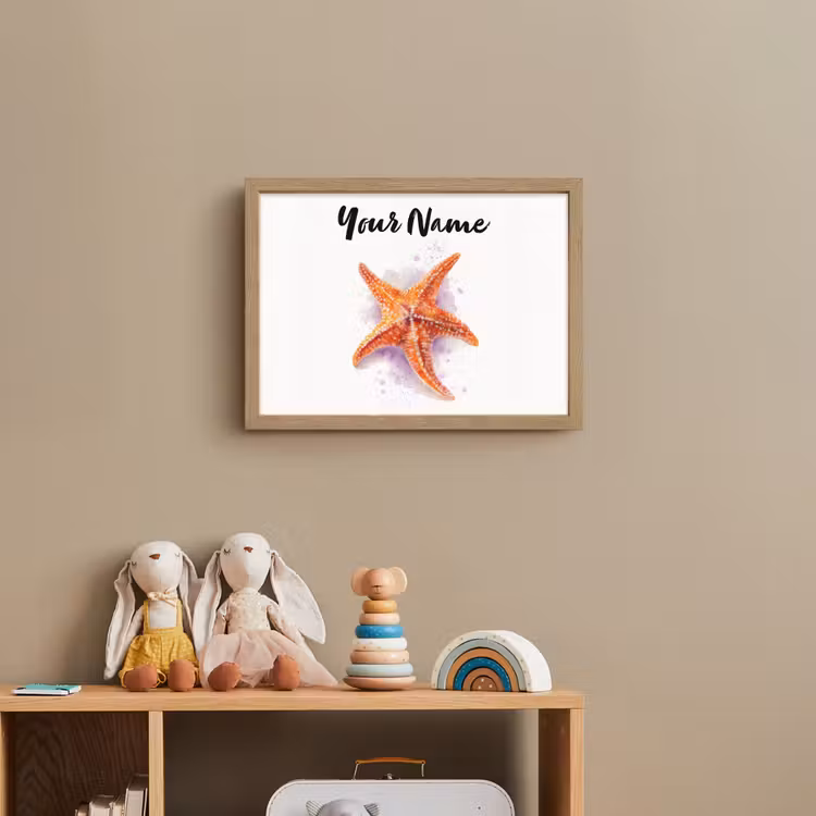 Zeester - Oranje - Paars Light Box met batterij (Wandlamp kind) middel -sfeer2_kind