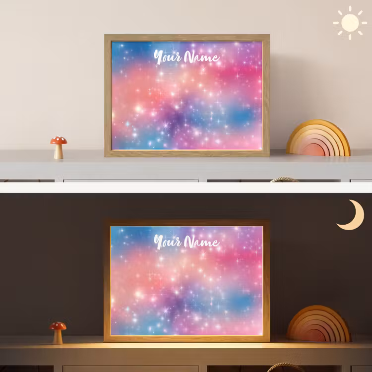 Sterren - Abstract - Kleuren Light Box met batterij (Wandlamp kind) middel -sfeer3_kind