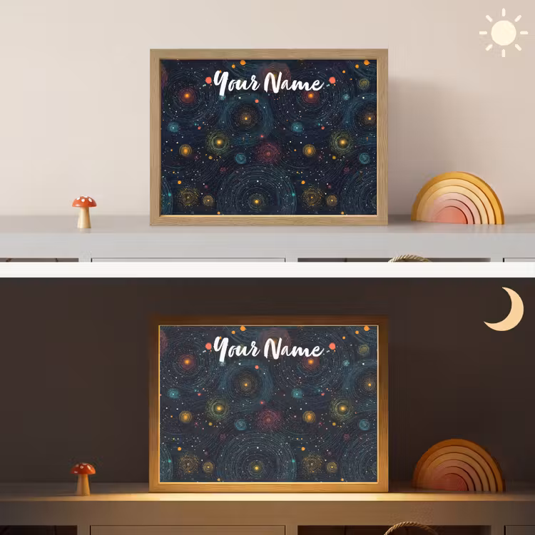 Sterren - Kleurrijk - Lichtgevende kernen Light Box met batterij (Wandlamp kind) middel -sfeer3_kind