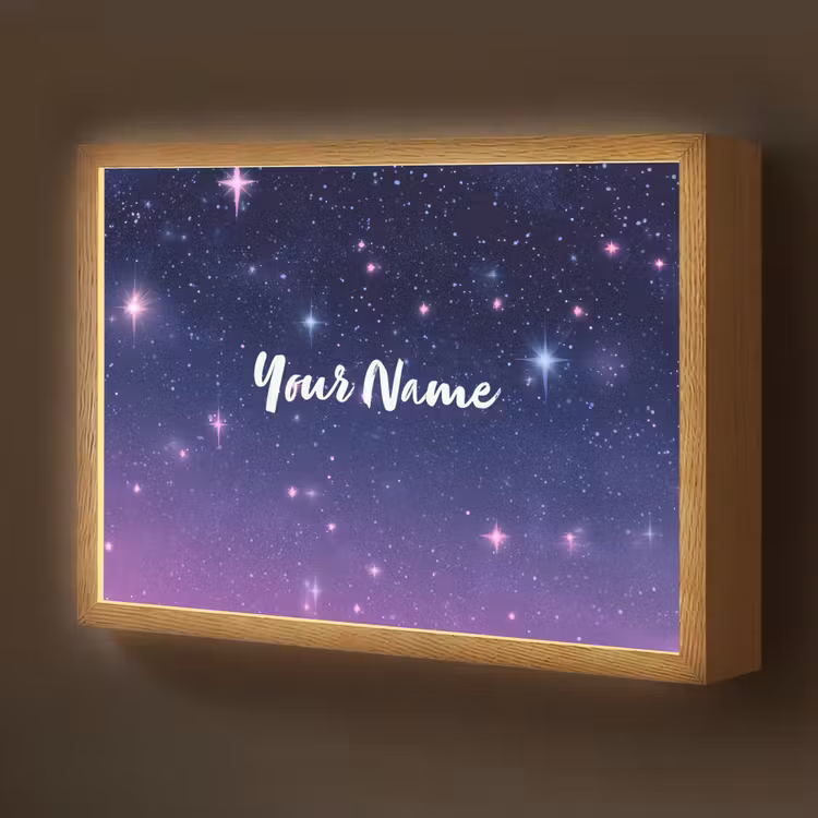 Sterren - Galaxy - Blauw - Roze Light Box met batterij (Wandlamp kind) middel -z3d_website
