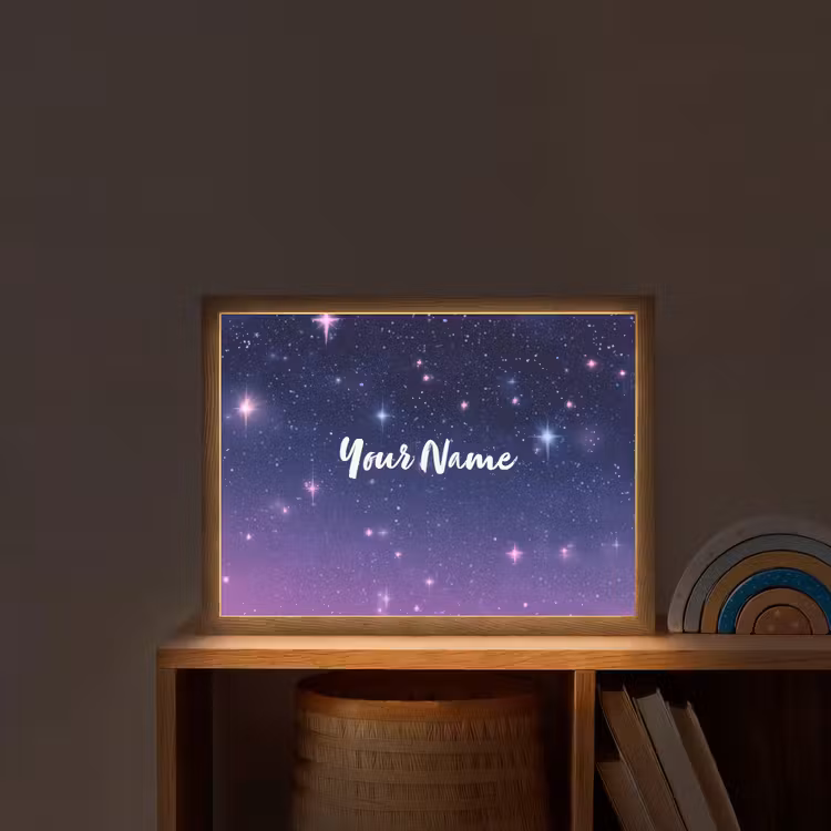 Sterren - Galaxy - Blauw - Roze Light Box met batterij (Wandlamp kind) middel -sfeer1_kind