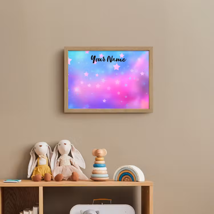 Sterren - Roze - Blauw Light Box met batterij (Wandlamp kind) middel -sfeer2_kind