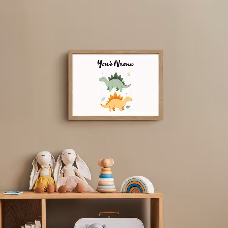 Stegosaurus - Sterren - Bladeren - Minimalistisch Light Box met batterij (Wandlamp kind) middel -sfeer2_kind