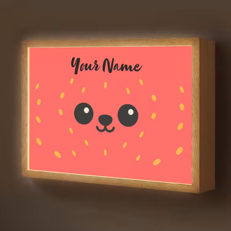 Aardbei - Gezichtje - Rood Light Box met batterij (Wandlamp kind) middel -z3d_website