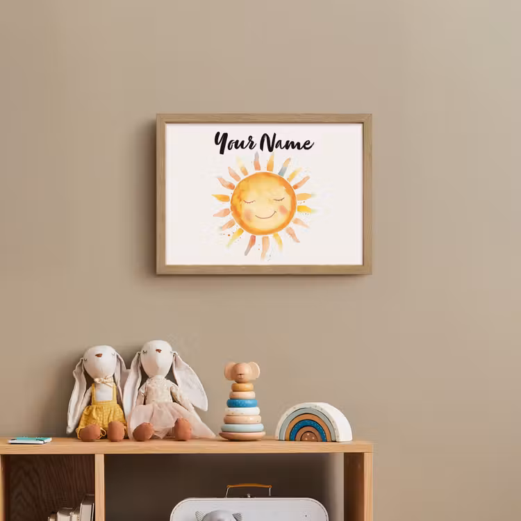 Zon - Watercolor - Geel Light Box met batterij (Wandlamp kind) middel -sfeer2_kind