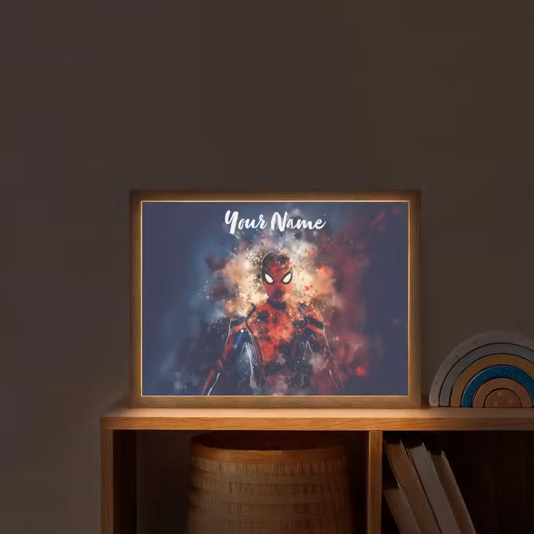 Superheld - Jongens - Rook - Kleuren Light Box met batterij (Wandlamp kind) middel -sfeer1_kind