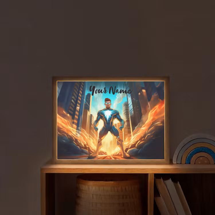 Superhelden - Kinderen - Jongens Light Box met batterij (Wandlamp kind) middel -sfeer1_kind