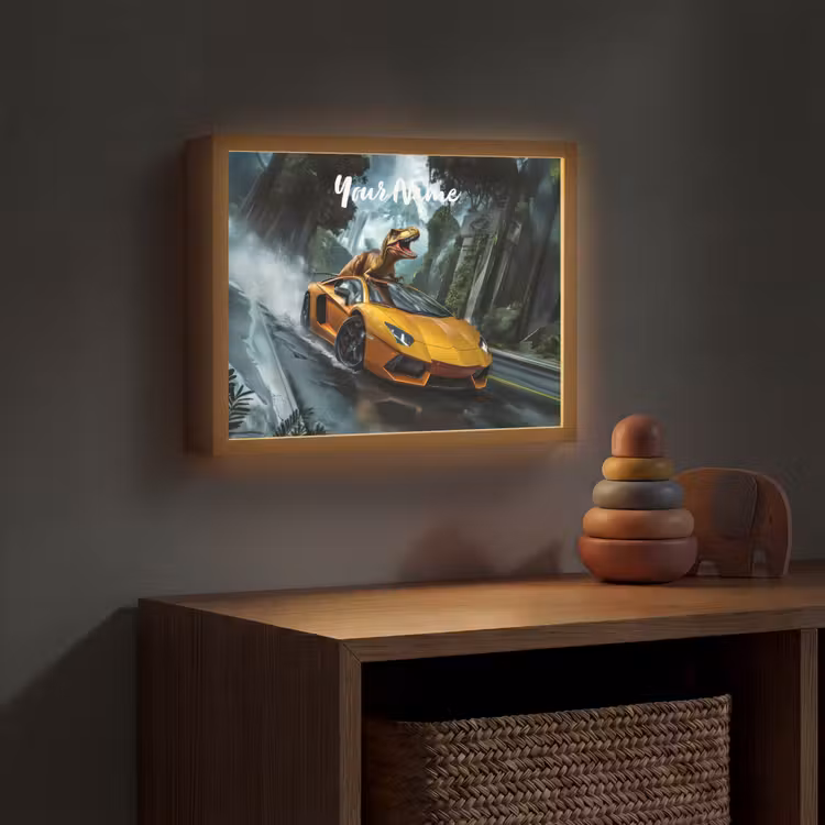 T-Rex - Auto - Regenwoud Light Box met batterij (Wandlamp kind) middel -sfeer5_kind