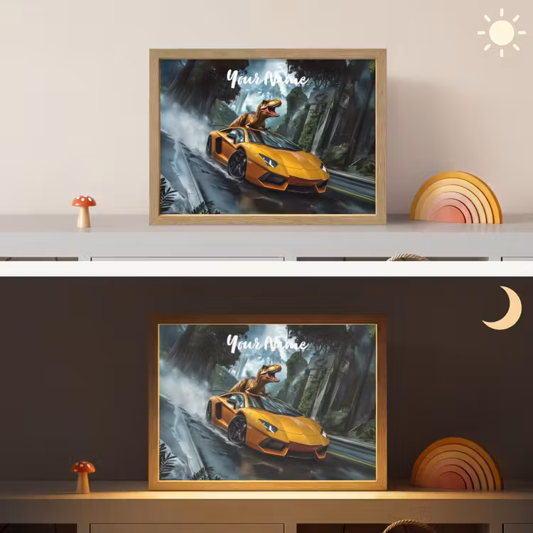 T-Rex - Auto - Regenwoud Light Box met batterij (Wandlamp kind) middel -sfeer3_kind