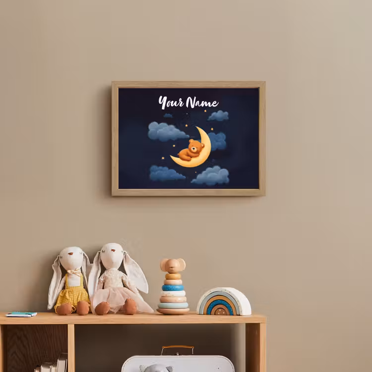 Teddybeer - Maan - Wolken - Sterren Light Box met batterij (Wandlamp kind) middel -sfeer2_kind