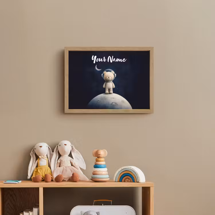 Teddybeer - Ruimtehelm - Maan - Sterren Light Box met batterij (Wandlamp kind) middel -sfeer2_kind