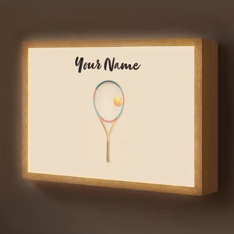Tennisracket - Bal - Beige Light Box met batterij (Wandlamp kind) middel -z3d_website
