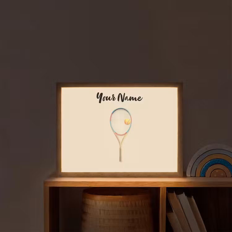 Tennisracket - Bal - Beige Light Box met batterij (Wandlamp kind) middel -sfeer1_kind