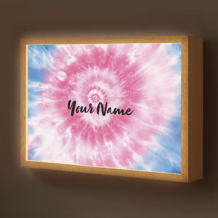 Tie dye - Abstract - Blauw - Roze Light Box met batterij (Wandlamp kind) middel -z3d_website