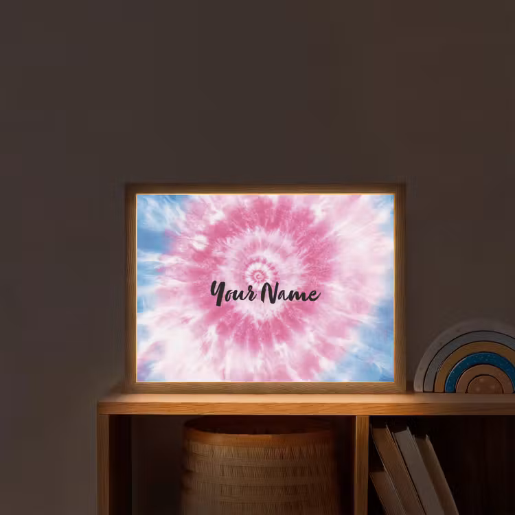 Tie dye - Abstract - Blauw - Roze Light Box met batterij (Wandlamp kind) middel -sfeer1_kind