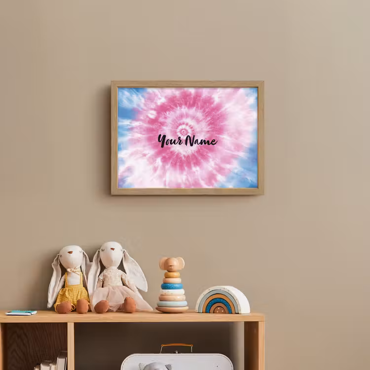 Tie dye - Abstract - Blauw - Roze Light Box met batterij (Wandlamp kind) middel -sfeer2_kind