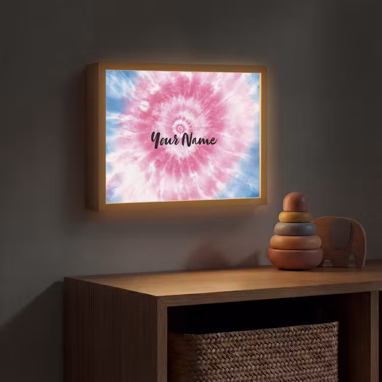 Tie dye - Abstract - Blauw - Roze Light Box met batterij (Wandlamp kind) middel -sfeer5_kind