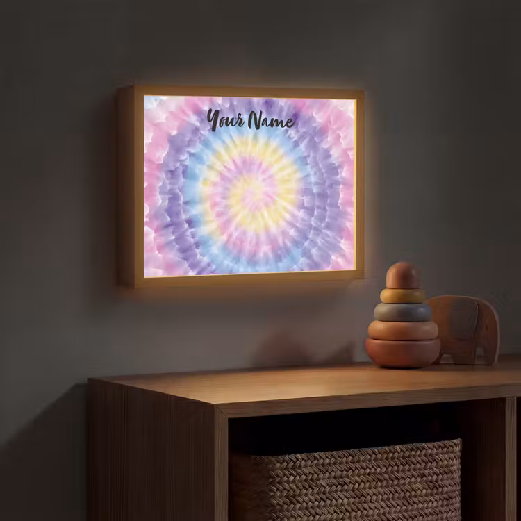 Tie Dye - Klassiek - Pasteltinten Light Box met batterij (Wandlamp kind) middel -sfeer5_kind