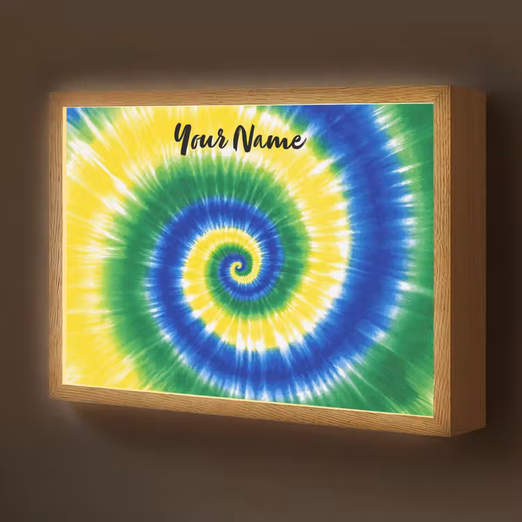 Tie Dye - Groen - Klassiek Light Box met batterij (Wandlamp kind) middel -z3d_website