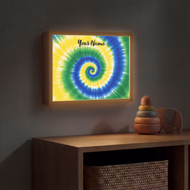 Tie Dye - Groen - Klassiek Light Box met batterij (Wandlamp kind) middel -sfeer5_kind