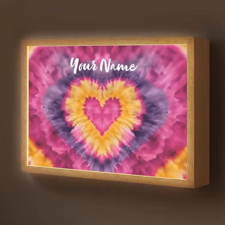 Tie dye - Hartvorm - Vlammen - Paars Light Box met batterij (Wandlamp kind) middel -z3d_website