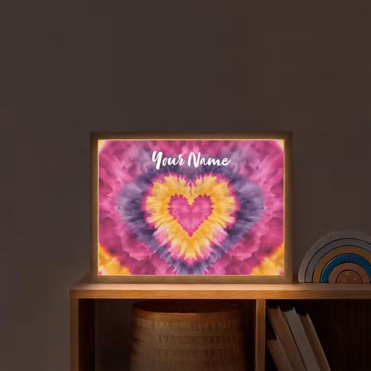 Tie dye - Hartvorm - Vlammen - Paars Light Box met batterij (Wandlamp kind) middel -sfeer1_kind