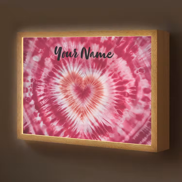 Tie Dye - Hartvorm - Roze Light Box met batterij (Wandlamp kind) middel -z3d_website