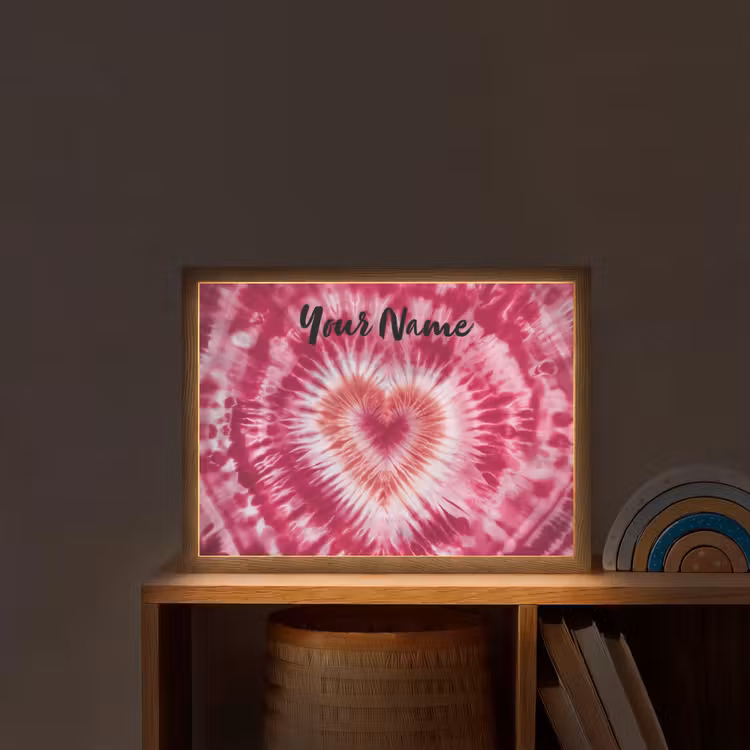 Tie Dye - Hartvorm - Roze Light Box met batterij (Wandlamp kind) middel -sfeer1_kind