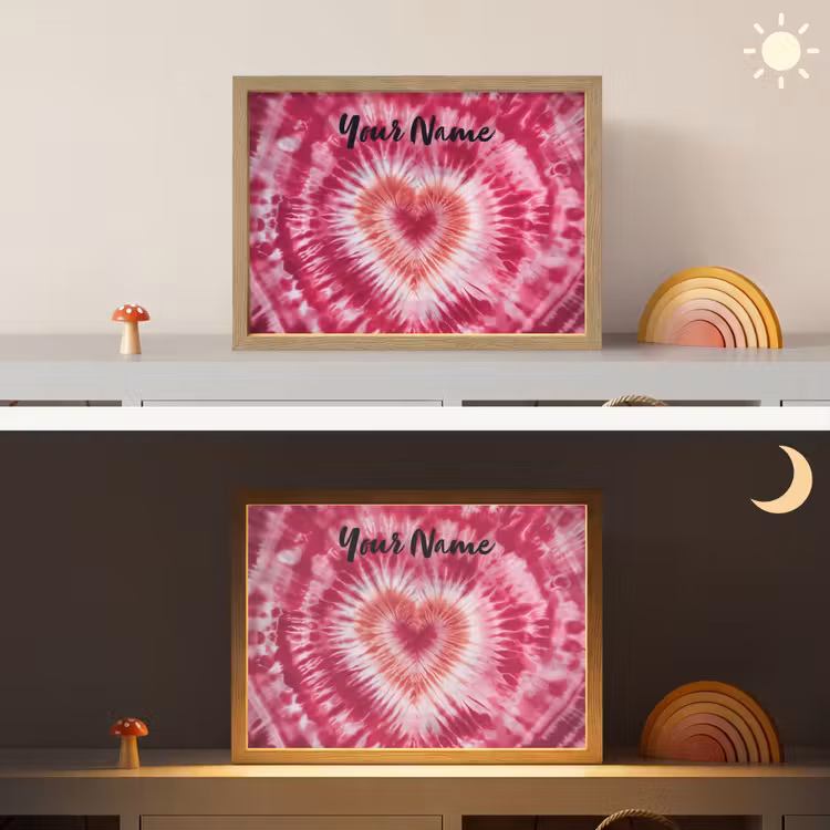 Tie Dye - Hartvorm - Roze Light Box met batterij (Wandlamp kind) middel -sfeer3_kind