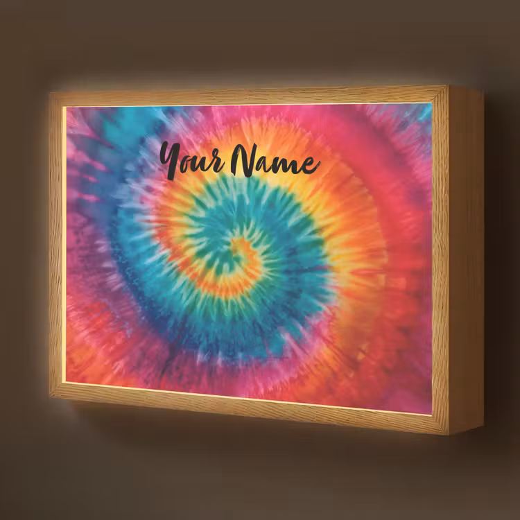 Tie Dye - Regenboogtinten - Klassiek Light Box met batterij (Wandlamp kind) middel -z3d_website