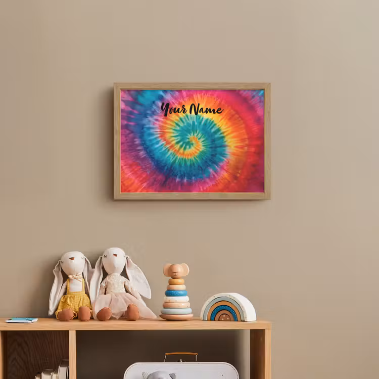 Tie Dye - Regenboogtinten - Klassiek Light Box met batterij (Wandlamp kind) middel -sfeer2_kind