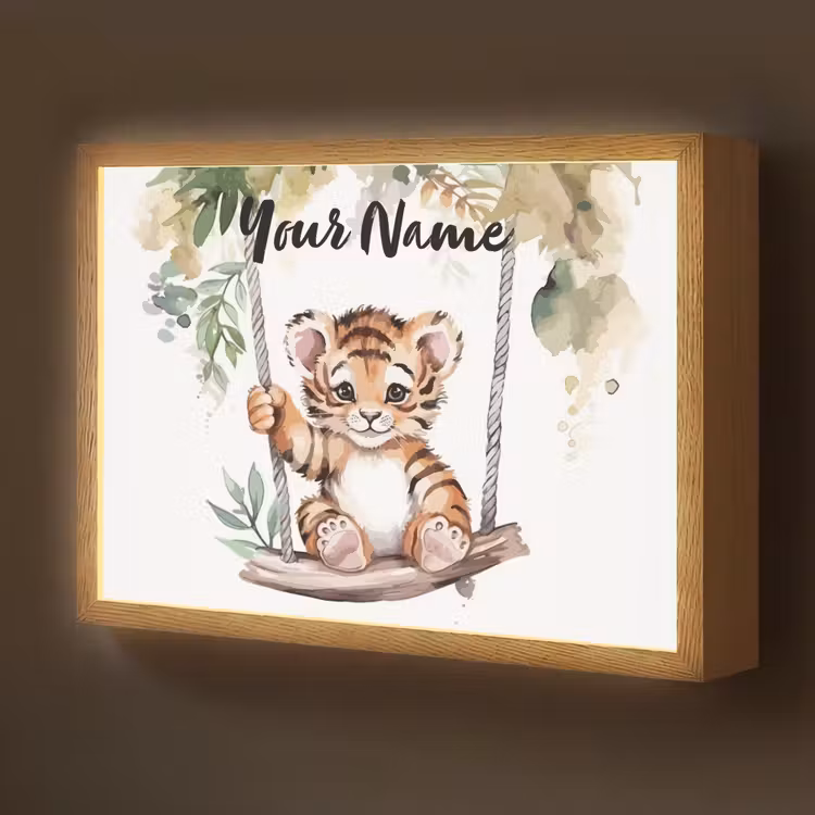 Tijger - Dier - Kinderen - Jungle Light Box met batterij (Wandlamp kind) middel -z3d_website