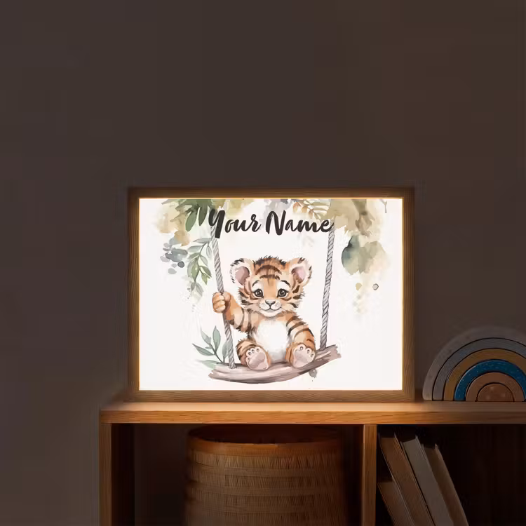 Tijger - Dier - Kinderen - Jungle Light Box met batterij (Wandlamp kind) middel -sfeer1_kind