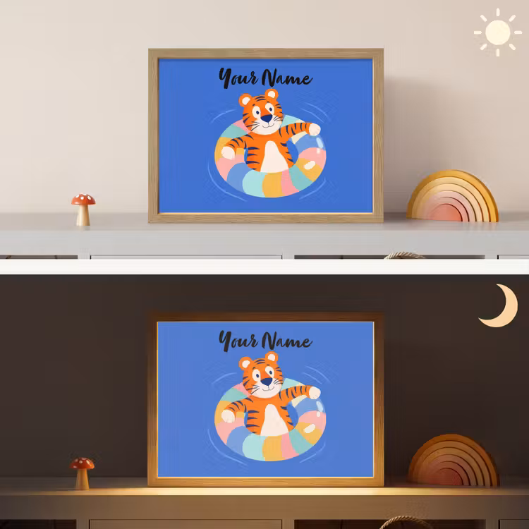Tijger - Zwemband - Water Light Box met batterij (Wandlamp kind) middel -sfeer3_kind