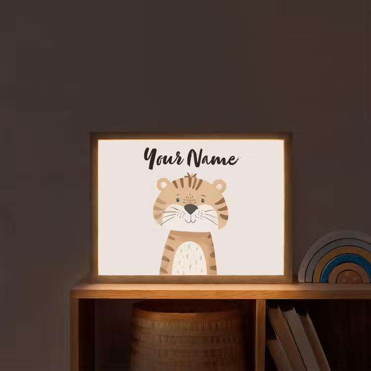 Tijger - Wilde dieren - Pastel Light Box met batterij (Wandlamp kind) middel -sfeer1_kind