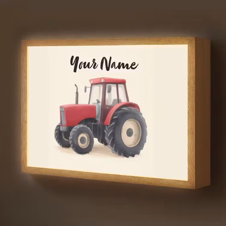 Tractor - Getekend - Rood Light Box met batterij (Wandlamp kind) middel -z3d_website