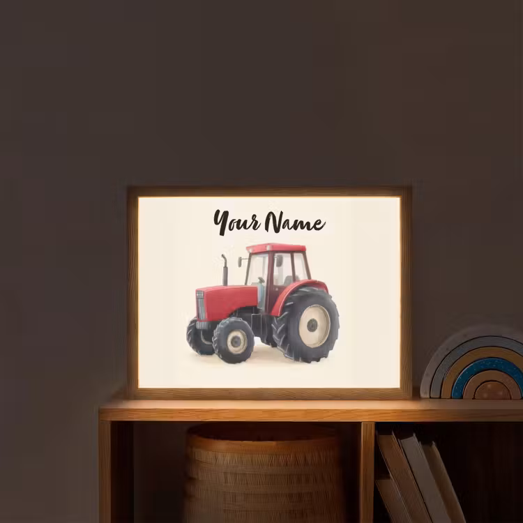 Tractor - Getekend - Rood Light Box met batterij (Wandlamp kind) middel -sfeer1_kind