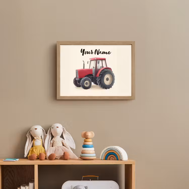 Tractor - Getekend - Rood Light Box met batterij (Wandlamp kind) middel -sfeer2_kind