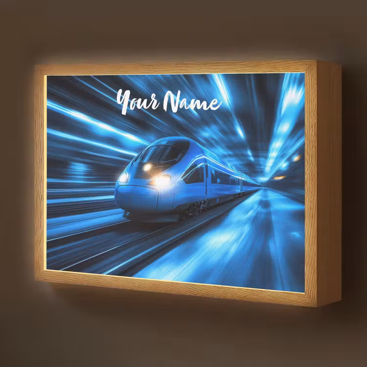 Trein - Blauw - Neon Light Box met batterij (Wandlamp kind) middel -z3d_website