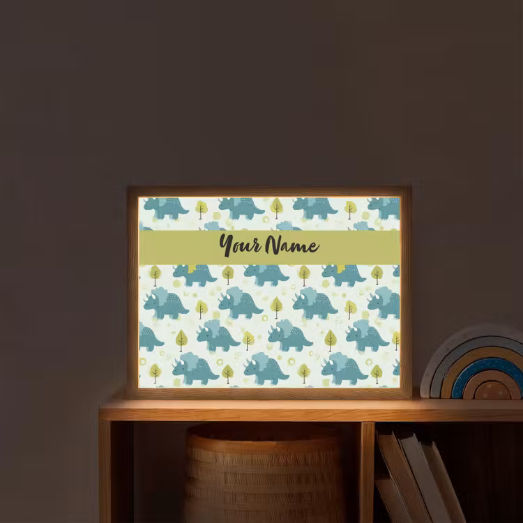 Triceratop - Dino - Stippen - Boompjes Light Box met batterij (Wandlamp kind) middel -sfeer1_kind