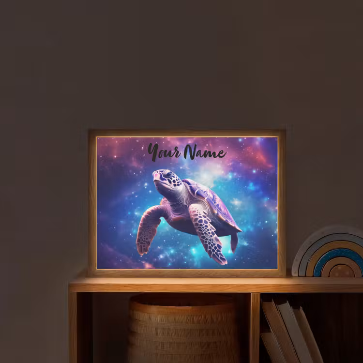Schildpad - Dier - Galaxy - Ruimte Light Box met batterij (Wandlamp kind) middel -sfeer1_kind