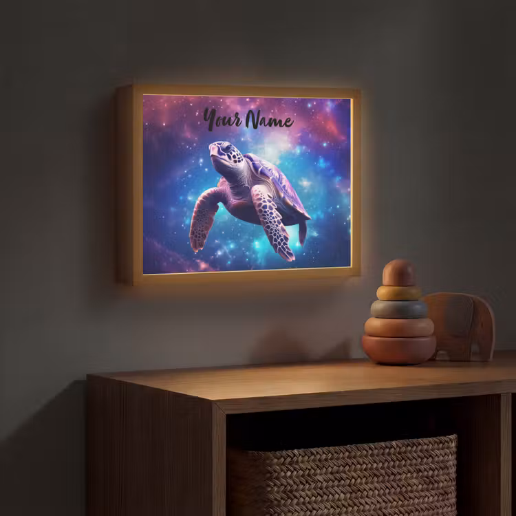 Schildpad - Dier - Galaxy - Ruimte Light Box met batterij (Wandlamp kind) middel -sfeer5_kind